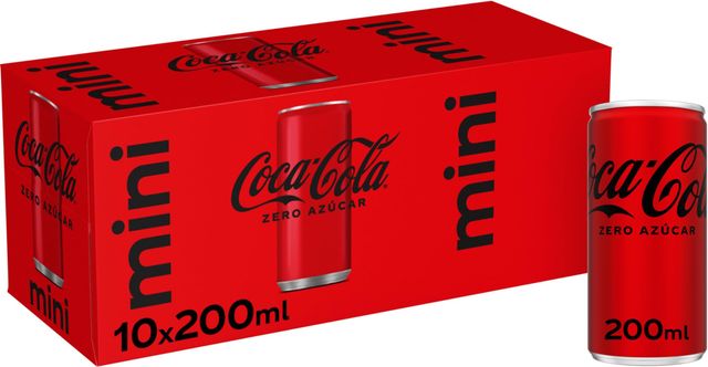 Imagen de la oferta: Coca-Cola Zero Azúcar, Refresco de Cola sin Azúcar, sin Calorías- Pack 10 mini latas 200 ml
