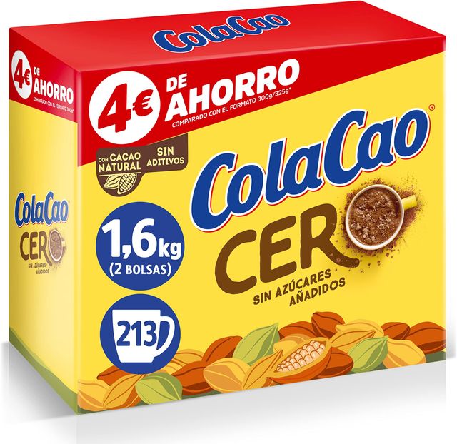 Imagen de la oferta: ColaCao Cacao Soluble, 0% Azúcares Añadidos, 1.6kg