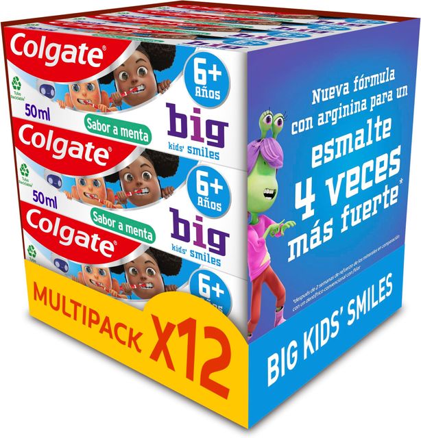 Imagen de la oferta: Colgate Pasta De Dientes Infantil, Pack 12 uds x 50 ml, Dentrifíco con Flúor y Protección Anticaries, Reduce la Placa, Cambia de Color al Cepillarte, Desarrollada para Niños de 6 a 9 Años, Menta Suave