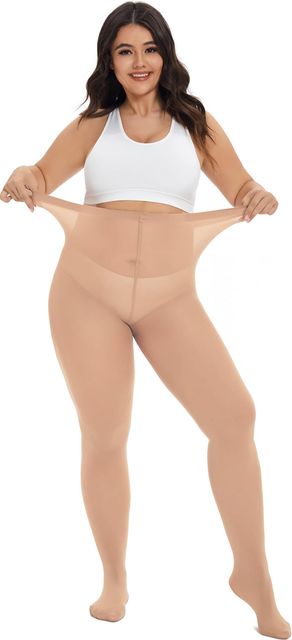 Imagen de la oferta: CozyWow Mallas de talla grande para mujer, resistentes a la correr 80D, suaves, color sólido, semiopacas cintura alta 1X, 2X, 3X, 4X