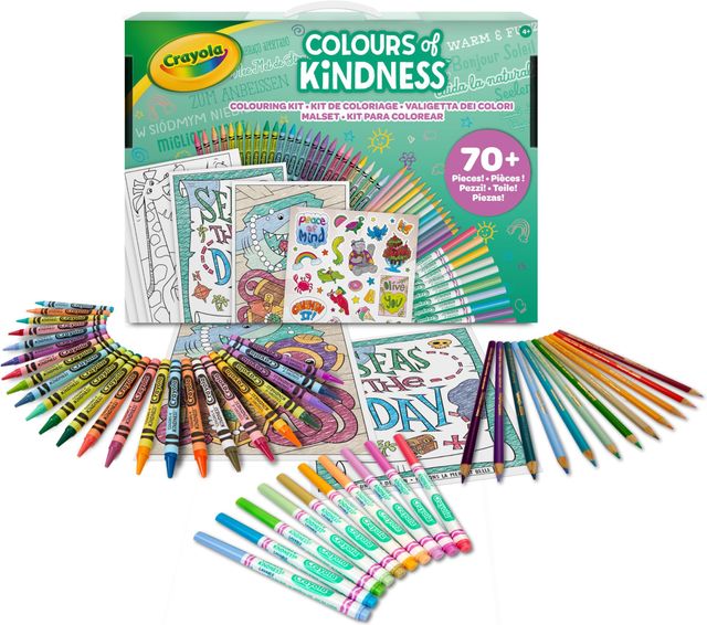 Imagen de la oferta: CRAYOLA - Colours of Kindness, Maletín de Colores, Más de 70 Piezas, Rotuladores, Lápices de Cera, Lápices, Hojas para Colorear, Pegatinas, a Partir de 4 años, 04-2941