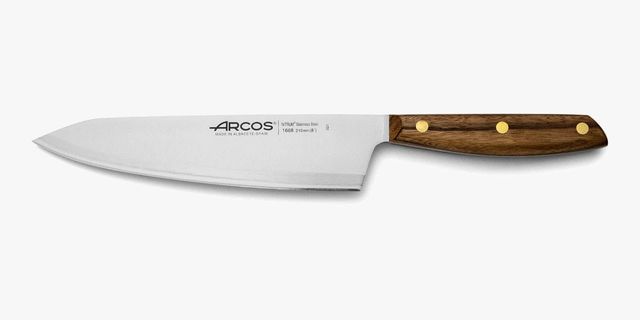 Imagen de la oferta: Arcos Cuchillo Chef Acero Inoxidable. Cuchillo cocina profesional para cocinar. Mango madera Ovengkol 100% natural FSC y Hoja 210 mm. Serie Nordika. Color marrón