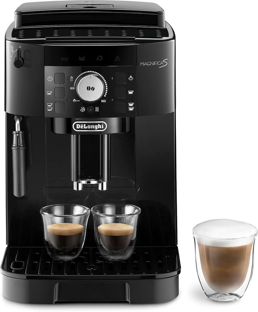 Imagen de: De'Longhi Magnifica S ECAM11.112.B, Cafetera Superautomática con Boquilla para Leche, Cafetera Espresso del Grano a la Taza con 2 Recetas One-Touch, Panel de Control Soft-Touch, 1450W, Negro