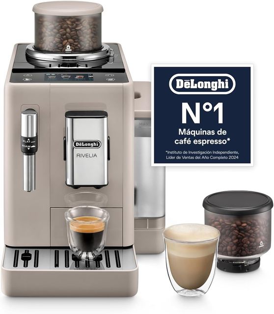 Imagen de la oferta: De'Longhi Rivelia – Perfetto Cafetera Superautomática, Espumador de Leche manual, 8 Bebidas One-Touch, Pantalla Táctil a Color, Depósitos de Granos de Café Intercambiables, Beige (EXAM440.35.BG)