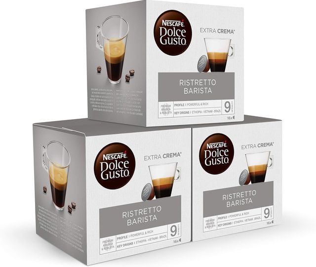 Imagen de la oferta: NESCAFÉ Dolce Gusto Ristretto Barista - Cápsulas de Café, 48 Cápsulas (3 x 16) - Espresso fuerte - Intensidad 9 - Café de tueste intenso - Originales para cafeteras Dolce Gusto