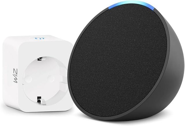 Imagen de la oferta: Echo Pop | Antracita + WiZ Enchufe Inteligente, compatible con Alexa - Kit de inicio de Hogar digital