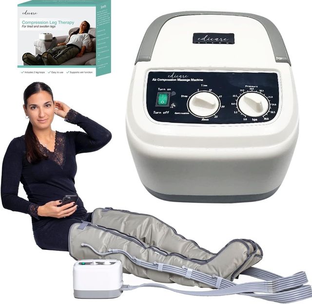Imagen de la oferta: Edicare, Presoterapia para Casa, para Piernas y Pies Cansados, 6 Valvulas, Favorece una Mejor Circulación, Drenaje Linfático, Fácil Uso, Eficacia Profesional (Dispositivo y perneras)