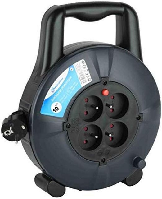 Imagen de la oferta: Electraline 28908 - Enrollador alargador doméstico, sección de cable, 3 G1 mm², 10 m, 4 tomas 16 A