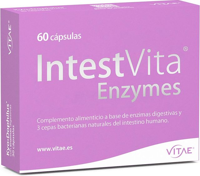 Imagen de la oferta: Vitae IntestVita Enzymes 60 cápsulas | Enzimas Digestivas y Probióticos | Combatir problemas digestivos | Acidez | Malas Digestiones | Gases | Cuidado y Salud Digestiva