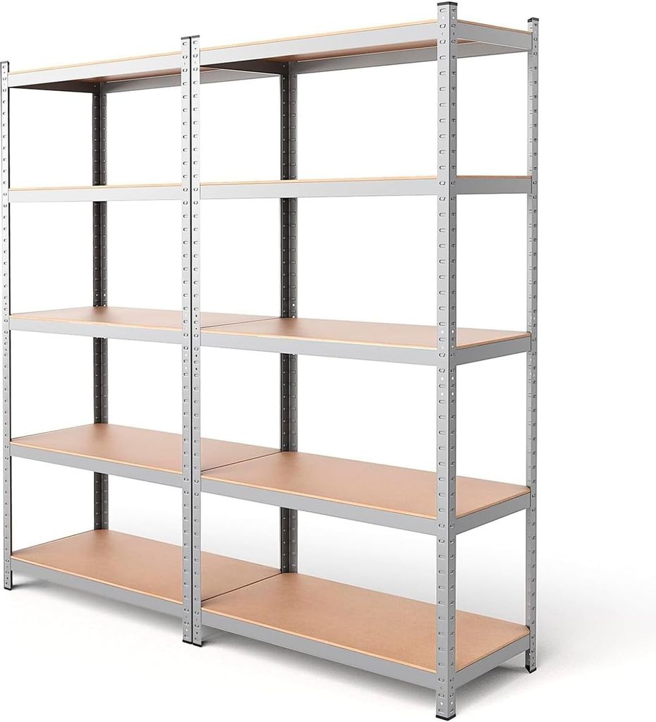 Imagen de: EDIESI, Estanterias Almacenaje, 180 x 90 x 40 cm, Metalicas, Galvanizadas, Material MDF, para Hogar, Trastero, Garaje, 5 Baldas Ajustables, Carga Máxima 875 kg (2 Unidades)