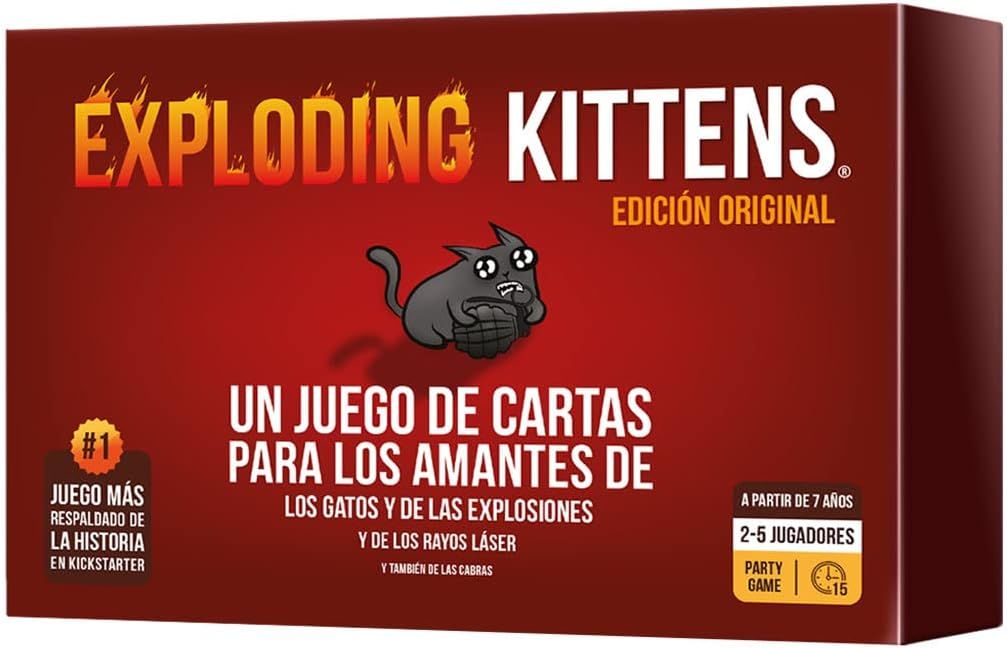 Imagen de: Asmodee Exploding Kittens, Juego para niños y Adultos a Partir de 7 años, Juego de Mesa estratégico y humorístico, No Hagas explotar los Gatitos, 2 a 5 Jugadores, 15 min, Español