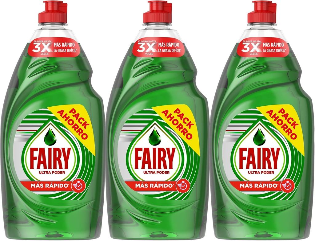 Imagen de: Fairy Ultra Poder Original Líquido Lavavajillas 3x900ML Fórmula Efectiva Que Deja Los Platos Relucientes, Impresionante Poder Antigrasa