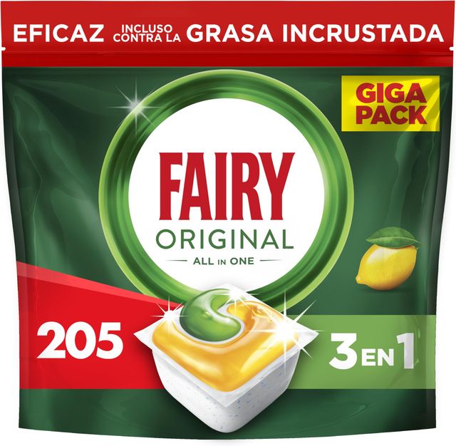Imagen de la oferta: Fairy Original Todo En Uno Cápsulas De Lavavajillas, Limón, 5 x (21+20) Cápsulas, Efectivas Incluso En La Grasa Reseca