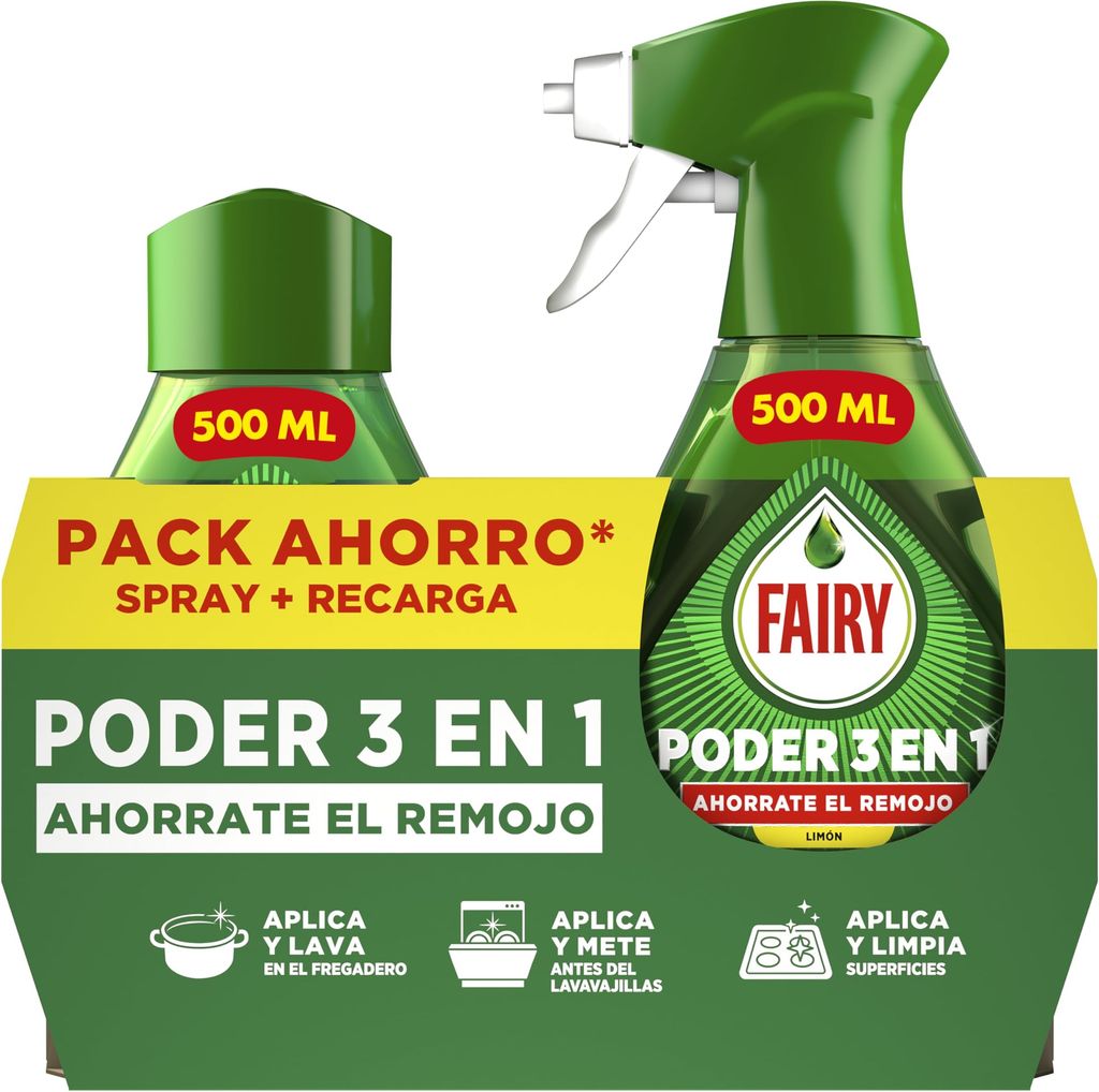 Imagen de: Fairy Poder Sin Remojo Limón Spray, Vajilla y Cocina, Antigrasa, 1000ml