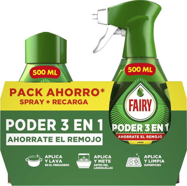 Imagen de la oferta: Fairy Poder Sin Remojo Limón Spray, Vajilla y Cocina, Antigrasa, 1000ml
