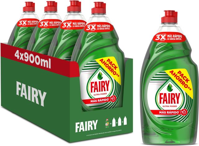 Imagen de la oferta: Fairy Ultra Poder Original Líquido Lavavajillas 4x900ML Fórmula Efectiva Que Deja Los Platos Relucientes, Impresionante Poder Antigrasa