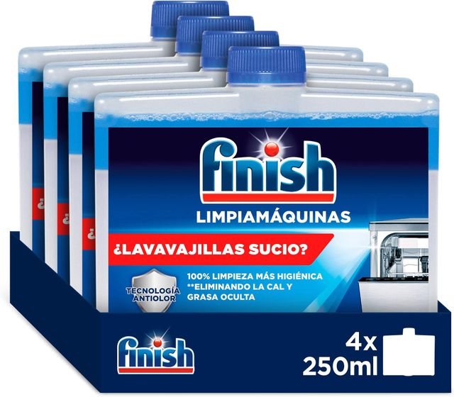 Imagen de la oferta: Finish Limpiamáquinas para Lavavajillas, Limpia lavavajillas contra el mal olor, la cal y la grasa del lavaplatos 4 x 250 ml
