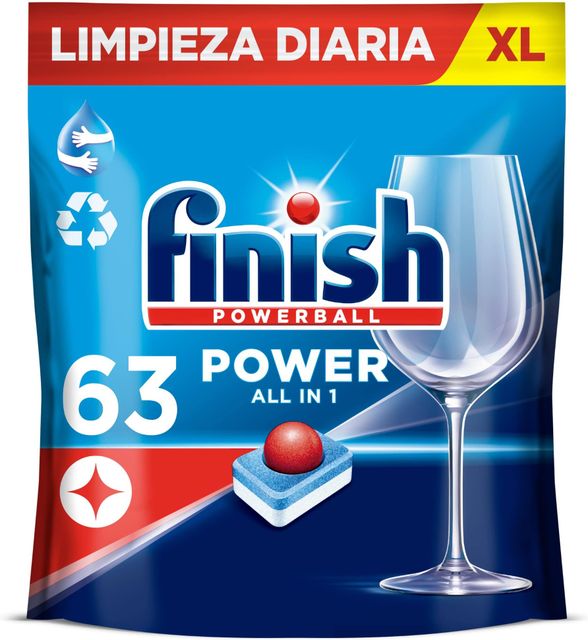 Imagen de la oferta: Finish Powerball Power All in 1 Pastillas para el lavavajillas Regular 63 pastillas