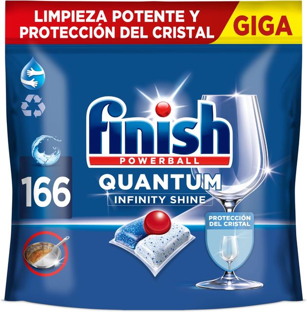 Imagen de la oferta: Finish Powerball Quantum Infinity Shine, pastillas para el lavavajillas, limpieza potente y protección del cristal, 166 Pastillas