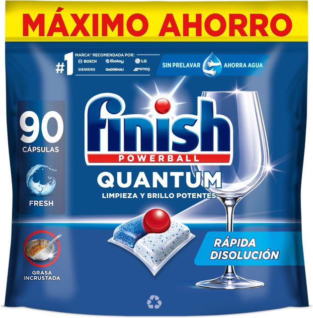 Imagen de la oferta: Finish Powerball Quantum All in 1 Pastillas para el lavavajillas todo en 1, limpieza profunda y brillo superior, 90 pastillas