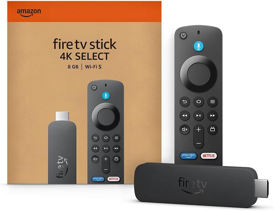Imagen de: Amazon Fire TV Stick 4K Select (última generación): comienza a reproducir contenido 4K en streaming, ve cientos de miles de películas y episodios de series, y accede a la TV gratuita y en directo