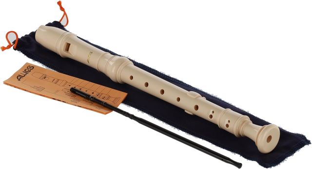 Imagen de la oferta: Flauta dulce soprano en Do Aulos Elite 303B, flauta (digitación barroca, completa con bolsa, rasqueta y tabla de digitación) de resina sintética, con canal curvado, color marfil