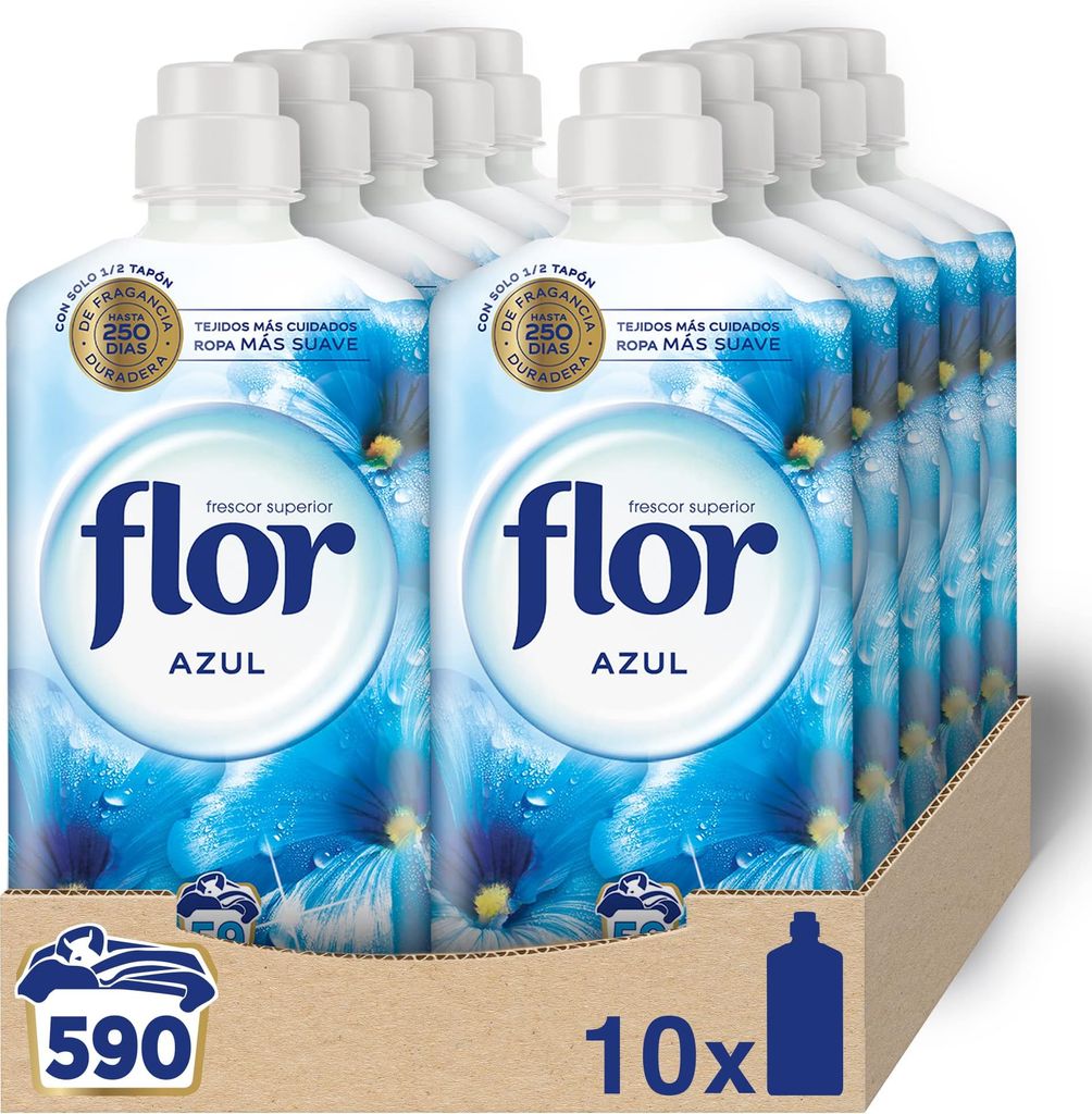 Imagen de: Flor - Suavizante para la ropa concentrado, aroma azul - Pack de 10, hasta 590 dosis