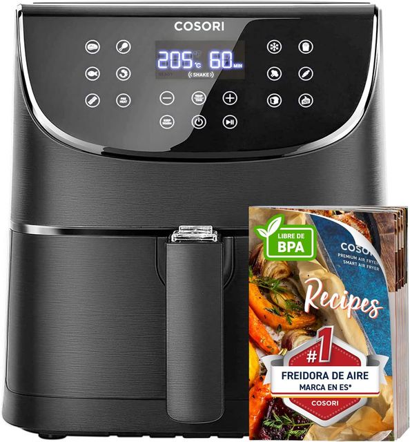 Imagen de la oferta: Cosori Freidora de Aire 5.5L Interior Metálico Real, Air Fryer Diseño Antióxido, Tecnología Calefacción Uniforme, 100 Recetas, Reducción de Grasas para una Vida Saludable, Eficiencia Energética, 1700W