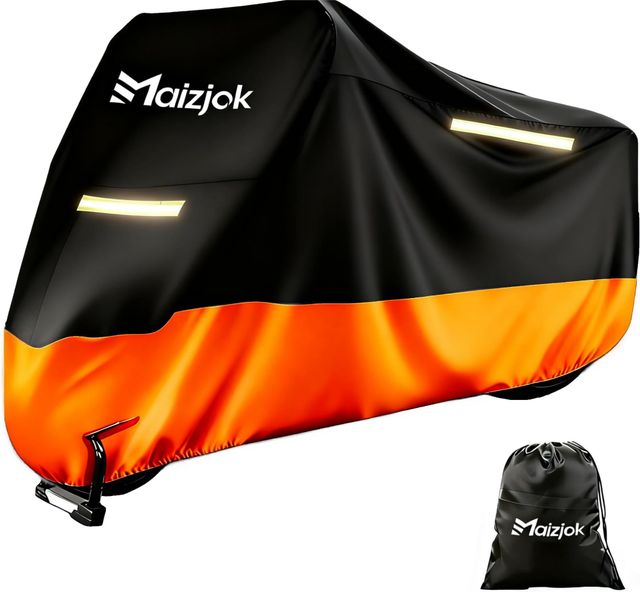 Imagen de la oferta: Maizjok Funda Moto Impermeable, Cubierta Moto Exterior Interior 210D Poliéster Capa Protector Lluvia y UV para Cubre Scooter Motocicleta Calle/Scambler/Trail/Cross/Enduro XL (245x105x125 cm)
