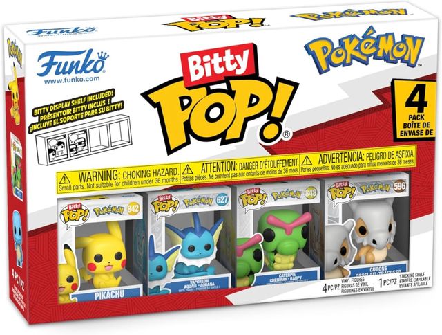 Imagen de la oferta: Funko Bitty Pop! Pokemon: Pikachu - Vaporeon - Caterpie - Cubone - 4 Pack - 0,9 Pulgadas (2,2 cm) Coleccionable - Estante de exhibición apilable Incluido - Idea de Regalo - para Bolsas de Fiesta