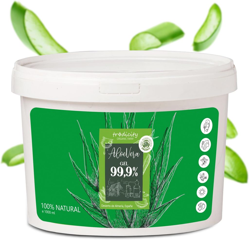 Imagen de: Gel de Aloe Vera 100% Puro Natural, Hidratante Corporal y Facial, After Sun, After Shave, Acondicionador Cabello, Calmante Piel, Cuidado Post Depilación, Cultivo Ecológico Español 1000 ml