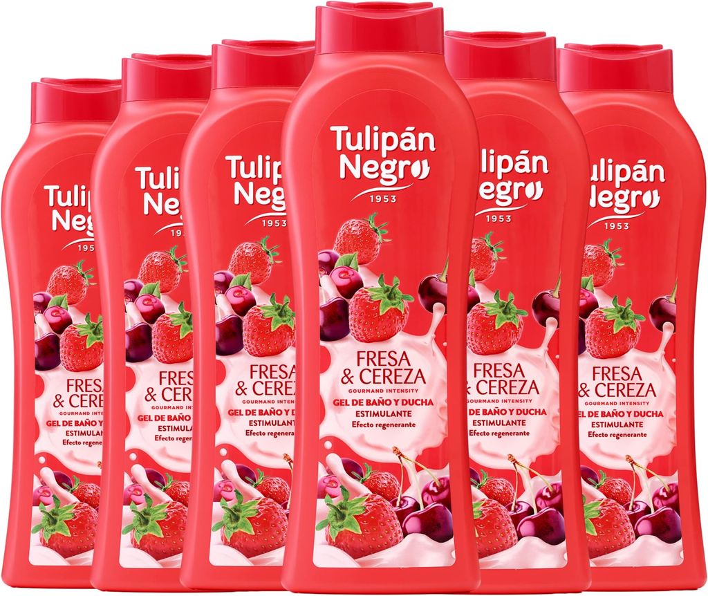 Imagen de: PACK 6 UDS. GEL DE BAÑO FRESA Y CEREZA 650ML, TULIPÁN NEGRO
