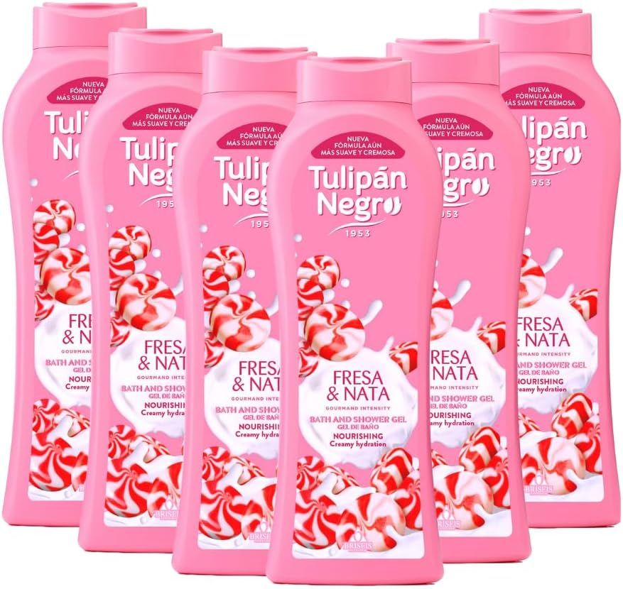 Imagen de: PACK 6 UDS. GEL DE BAÑO FRESA Y NATA 650ML, TULIPÁN NEGRO