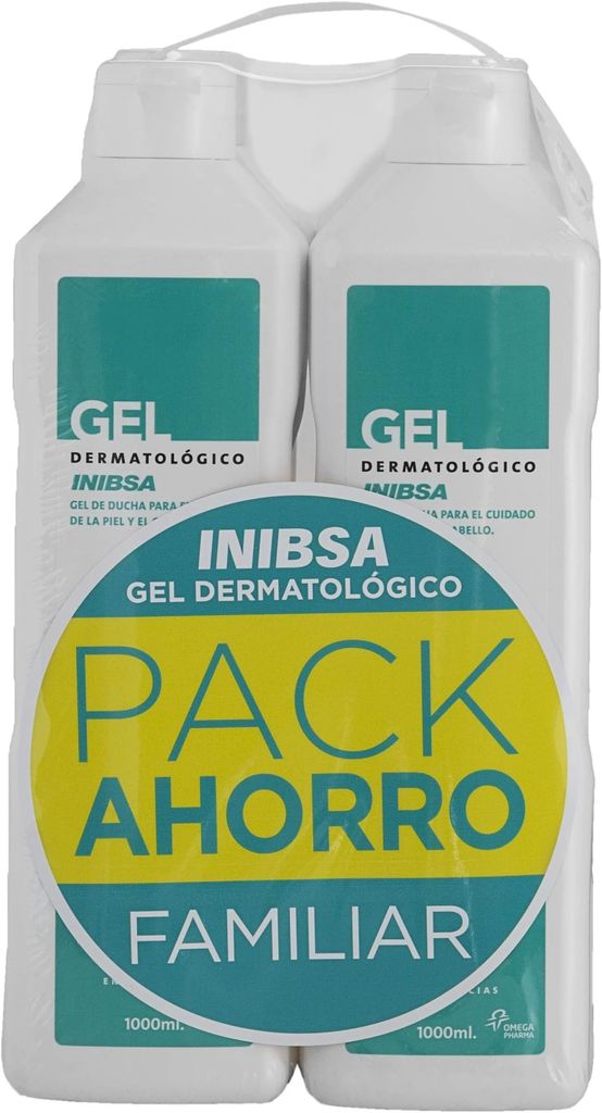 Imagen de: Inibsa Geles - Gel Dermatológico 1000 ml, Gel de ducha para el cuidado de la piel y el cabello, Ahorro Pack Dermatologico, 4 unidades (4 x 1000ml)