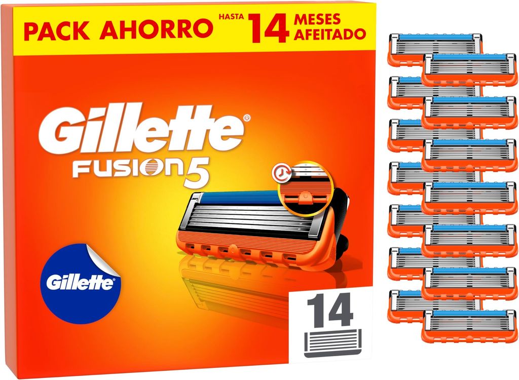 Imagen de: Gillette Fusion5 14 Recambios Para Maquinillas De Afeitar Para Hombre+ Pegatina Gillette