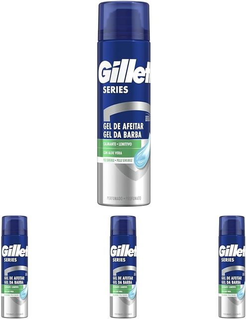 Imagen de la oferta: Gillette Series Gel De Afeitar Calmante Con Aloe Vera, Para Maquinilla De Afeitar Para Hombre 200ml (Paquete de 4)