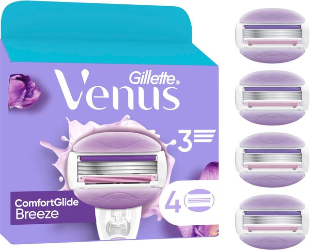 Imagen de la oferta: Gillette Venus ComfortGlide Breeze Hojas, Hojas De Recambio 4 Recambios, Mango De Metal Y Soporte Para Ducha