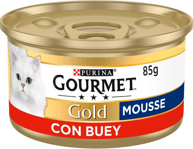 Imagen de la oferta: GOURMET Gold Mousse, Comida Húmeda para Gato Adulto, Mousse de Carne de Vacuno con Buey, Pack de 24 Latas de 85 g