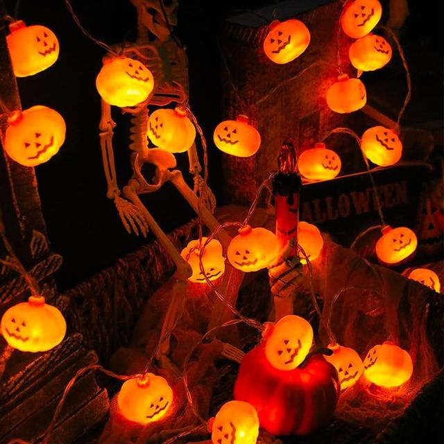 Imagen de la oferta: Guirnalda de Luces Calabaza Halloween 3M 20 LED, Luces Decorativas a Pilas, Decoración de Halloween para Hogar, Fiestas