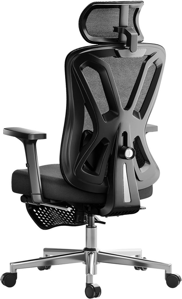 Imagen de: Hbada P5 Silla de Oficina ergonómica con Soporte Lumbar Ajustable, cojín elástico Transpirable, reposabrazos Ajustables y reposacabezas, Reposapiés Integrado, Negro