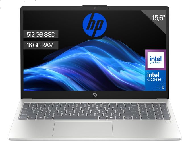 Imagen de la oferta: HP 15-fd0404ns - Ordenador portátil de 15.6" FHD (Intel Core 5 120U, 16GB RAM, 512GB SSD, Intel Graphics, FreeDos) Silver - Teclado QWERTY Español