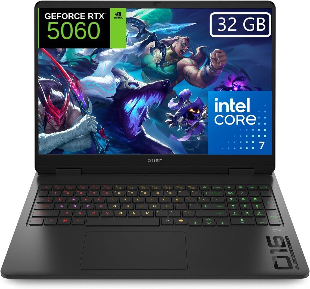 Imagen de: HP OMEN - Ordenador portátil Gaming 16" 2K (Intel Core 7-240H, 32GB RAM, 1TB SSD, NVIDIA Geforce RTX 5060, FreeDos) - Negro - Teclado QWERTY Español