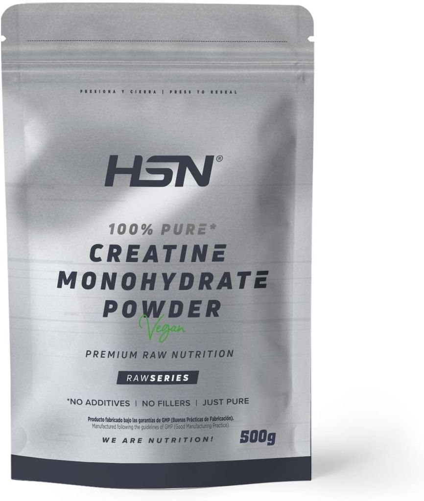 Imagen de: HSN Creatina Monohidrato en Polvo Sin Sabor 500g | 100% Monohidrato de Creatina Micronizada | No Incluye Dosificador | Sin Añadidos y Libre de Contaminantes | No-GMO, Vegano, Sin Gluten