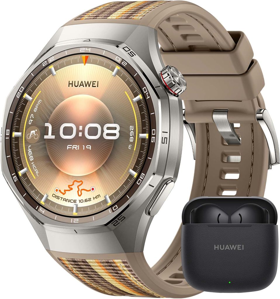 Imagen de: HUAWEI Watch GT 6 Pro 46mm Marrón GPS Smartwatch+FreeBuds SE 3 Negro, 1.47''AMOLED Pantalla Táctil, hasta 21 Días de Autonomía, Ciclismo Nivel Profesional, NFC, iOS Android Compatible, Análisis ECG