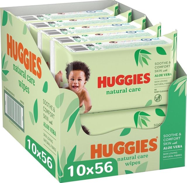 Imagen de la oferta: Huggies Toallitas Natural Care para Bebé, 99% Agua y con Aloe Vera, 560 toallitas (10 packs de 56 toallitas)