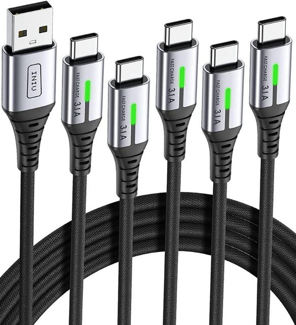 Imagen de la oferta: INIU Cable USB C Carga Rapida 3,1A, [5 Pack] QC3,0 Cable USB A USB C, Cable Tipo C Trenzado de Nilón para iPhone 16 15 Pro Max Samsung S20 S10 S9 Note 10 9 8 Huawei Xiaomi (2+2+1+1+0.5m) etc