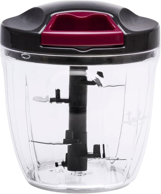 Imagen de la oferta: JATA HOGAR HMAQ4506 - Picadora Manual con Cuerda para todo tipo de Alimentos. 4 alturas de corte. Cuchilla de acero inox. 900 ml de capacidad. Incluye tapa y pala para batir