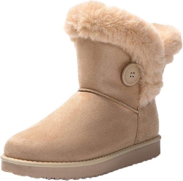Imagen de la oferta: JOMIX Botas Mujer Invierno Clásicas Botas Nieve Mujer con Botones Botas de Piel Sintética con Peluche