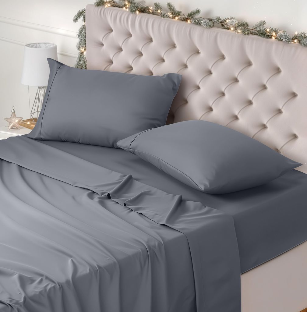 Imagen de: Utopia Bedding Juego de Sabanas 4 Piezas 150x200 - Poliéster Microfibra Cepillada - Oeko-Tex Certificado - Sábana Bajera, Sábana Plana y 2 Fundas de Almohada 50x75 (Cama 150, Gris)