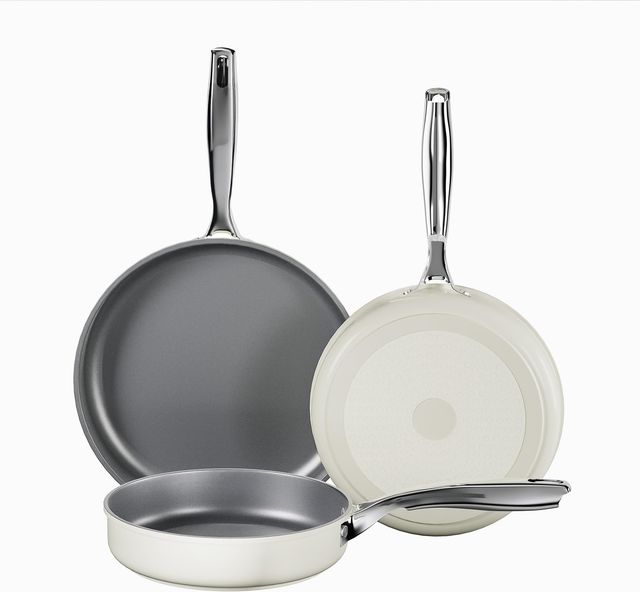 Imagen de la oferta: Koch Kode Juego de 3 Sartenes Antiadherentes 20/24/28cm, Sarten de Induccion Con Revestimiento Ceramica, Apto Para Lavavajillas, Sin PFOA ni PTFE ni PFAS, Blanco Lechoso